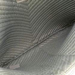 Pre Owned Chanel Grey Leather Chevron Boy Clutch New Medium