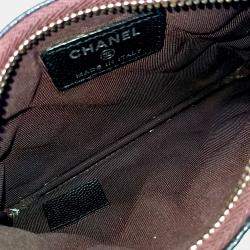 Pre Owned Chanel Black Leather Caviar Pouch
