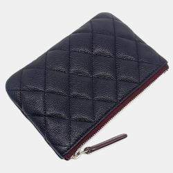 Pre Owned Chanel Black Leather Caviar Pouch