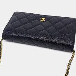 Pre Owned Chanel Black Leather Caviar WOC Mini Crossbody Bag