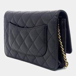 Pre Owned Chanel Black Leather Caviar WOC Mini Crossbody Bag