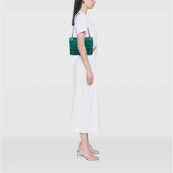 Pre Owned Chanel Green Small Perforated Calfskin Up In The Air Flap