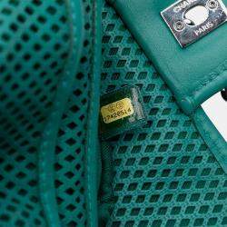 Pre Owned Chanel Green Small Perforated Calfskin Up In The Air Flap