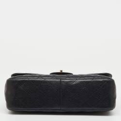 Pre Owned Chanel Black Quilted Caviar Leather Jumbo Classic Double Flap Bag