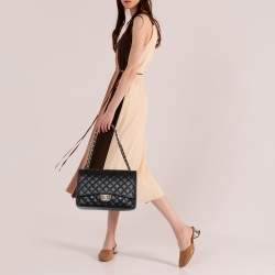 Pre Owned Chanel Black Quilted Leather Maxi Classic Double Flap Bag