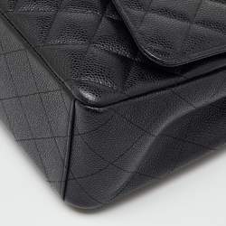 Pre Owned Chanel Black Quilted Leather Maxi Classic Double Flap Bag