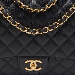Pre Owned Chanel Black Quilted Leather Maxi Classic Double Flap Bag