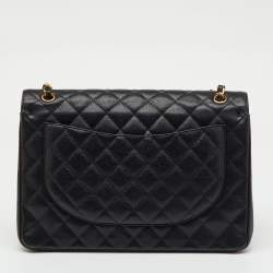 Pre Owned Chanel Black Quilted Leather Maxi Classic Double Flap Bag