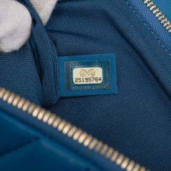 Pre Owned Chanel Blue CC Chevron Lambskin Fold Over Clutch