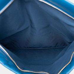 Pre Owned Chanel Blue CC Chevron Lambskin Fold Over Clutch