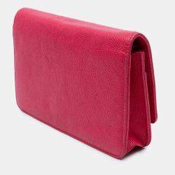 Pre Owned Chanel Pink Caviar Bicolor CC Wallet On Chain