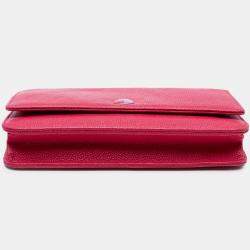 Pre Owned Chanel Pink Caviar Bicolor CC Wallet On Chain