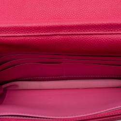 Pre Owned Chanel Pink Caviar Bicolor CC Wallet On Chain