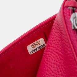 Pre Owned Chanel Pink Caviar Bicolor CC Wallet On Chain