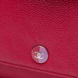 Pre Owned Chanel Pink Caviar Bicolor CC Wallet On Chain