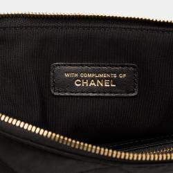 Pre Owned Chanel Black CC Quilted Satin Chain Around Clutch