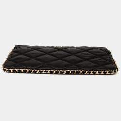 Pre Owned Chanel Black CC Quilted Satin Chain Around Clutch
