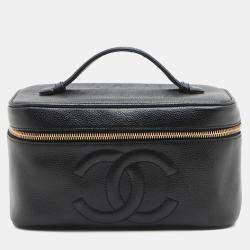 Pre Owned Chanel Black CC Caviar Vanity Case