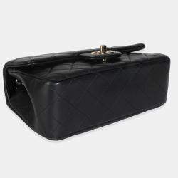 Pre Owned Chanel Black Quilted Lambskin Mini Rectangular Flap Bag