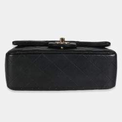 Pre Owned Chanel Black Quilted Lambskin Mini Rectangular Flap Bag