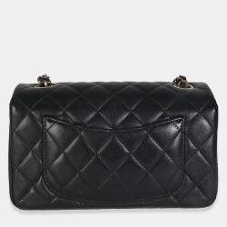 Pre Owned Chanel Black Quilted Lambskin Mini Rectangular Flap Bag