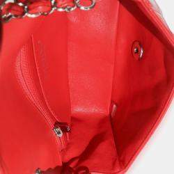 Pre Owned Chanel Red Black Quilted Patent Bi-Color Mini Rectangular Flap Bag