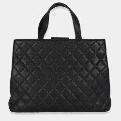 Pre Owned Chanel Black Quilted Caviar Medium Business Affinity Tote