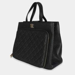 Pre Owned Chanel Black Quilted Caviar Medium Business Affinity Tote
