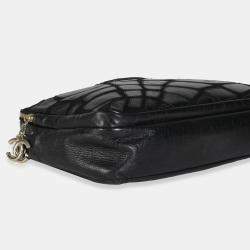 Pre Owned Chanel Vintage Black Lambskin Jersey Scales Camera Case