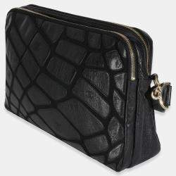 Pre Owned Chanel Vintage Black Lambskin Jersey Scales Camera Case