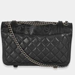 Pre Owned Chanel Black Paris Distressed Calfskin Dallas Studded Buckles Flap Bag