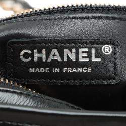 Pre Owned Chanel Black White Small Knit and Calfskin Gabrielle Hobo