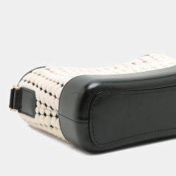 Pre Owned Chanel Black White Small Knit and Calfskin Gabrielle Hobo