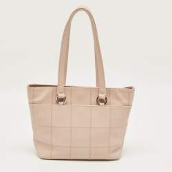 Pre Owned Chanel Beige Square Quilted Leather LAX Tote
