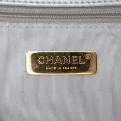 Pre Owned Chanel Silver Large Metallic Lambskin 19 Flap