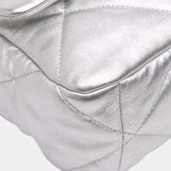 Pre Owned Chanel Silver Large Metallic Lambskin 19 Flap