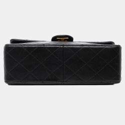 Pre Owned Chanel Black Square Quilted Lambskin Single Flap