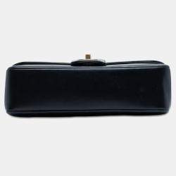 Pre Owned Chanel Navy Blue CC Horizontal Quilted Lambskin Double Flap