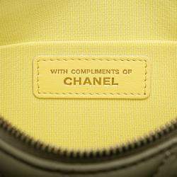 Pre Owned Chanel Green Small Quilted Lambskin O Case Zip Pouch