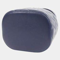 Pre Owned Chanel Navy Blue Quilted Lambskin Trendy CC Vanity Case