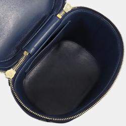 Pre Owned Chanel Navy Blue Quilted Lambskin Trendy CC Vanity Case