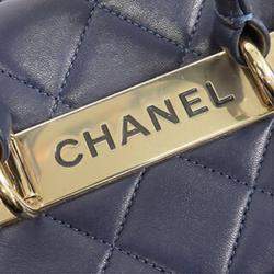 Pre Owned Chanel Navy Blue Quilted Lambskin Trendy CC Vanity Case