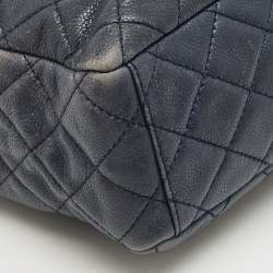 Pre Owned Chanel Navy Blue Quilted Leather Maxi CC Crave Flap Bag