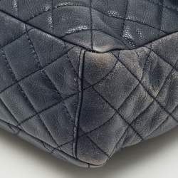 Pre Owned Chanel Navy Blue Quilted Leather Maxi CC Crave Flap Bag