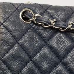 Pre Owned Chanel Navy Blue Quilted Leather Maxi CC Crave Flap Bag