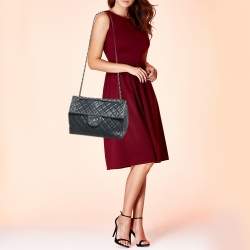 Pre Owned Chanel Navy Blue Quilted Leather Maxi CC Crave Flap Bag