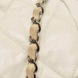 Pre Owned Chanel White/Cream Quilted Glazed Leather and Suede Portobello Tote 