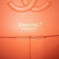Pre Owned Chanel Red Medium Classic Lambskin Double Flap