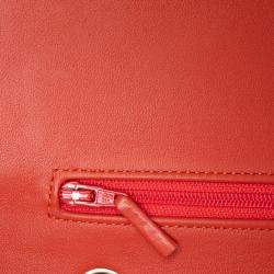 Pre Owned Chanel Red Medium Classic Lambskin Double Flap