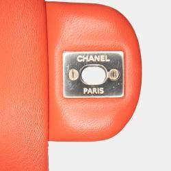 Pre Owned Chanel Red Medium Classic Lambskin Double Flap